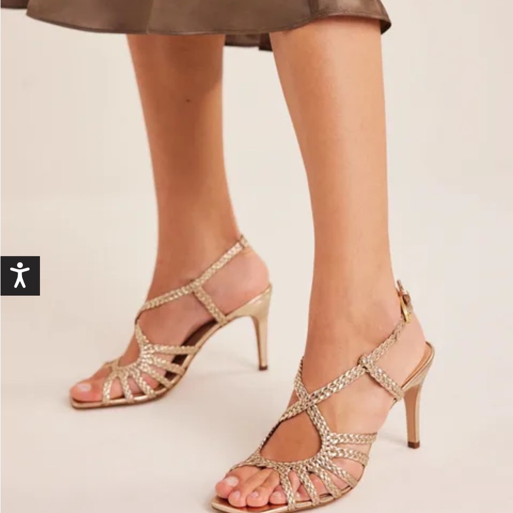 Boden Metallic Strappy Heels